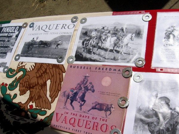 Tables contained information about life during the era of huge Mexican land grant cattle ranches worked by vaqueros. Vaqueros, the first cowboys, were mostly indigenous people employed to manage cattle by the wealthy land owners.