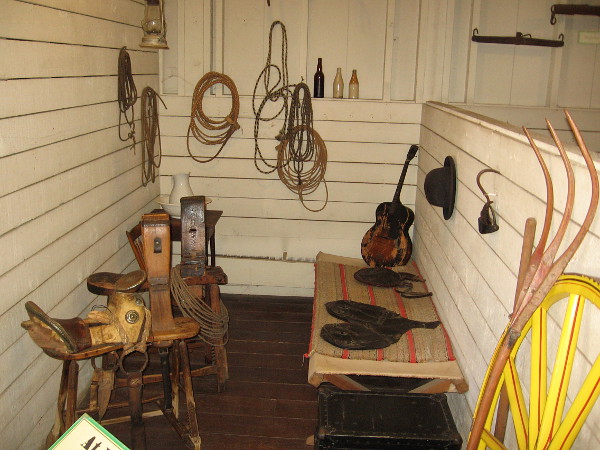 How part of the stable might have once appeared. Stable hands had many chores, including feeding, watering and grooming animals, and cleaning stalls.