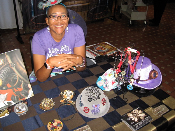 A super nice lady had a table full of steampunk crafts she had made. Like others participating in the event, she is a member of San Diego Steampunk.