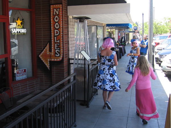 I spotted these friendly people heading along the sidewalk during my walk in La Mesa.