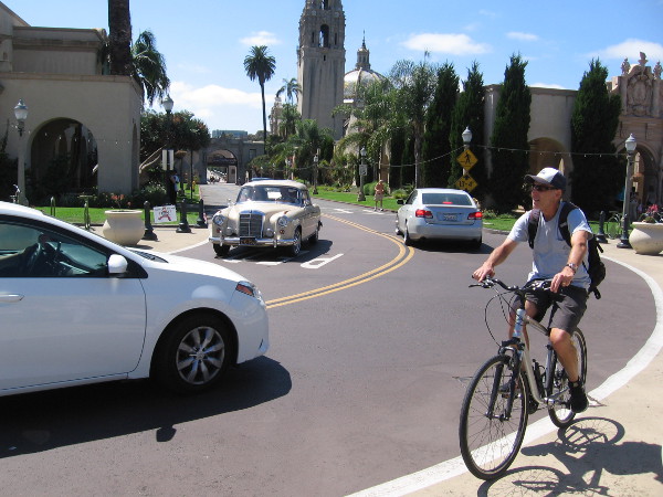 Riding a bike through Balboa Park on a perfect summer Sunday.