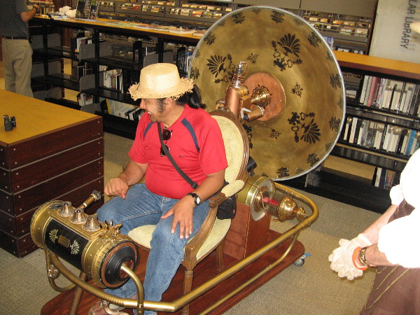 This guy on the time machine materialized from the future right as I took a photo. I don't know whether he saw any Eloi or Morlocks.