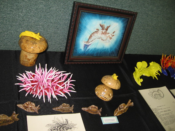 All sorts of fascinating mollusc art created by Wes Farmer, including specimens made with colored oven bake clay.