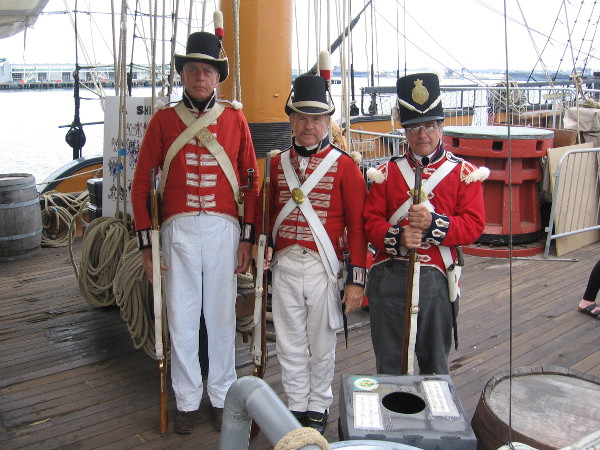 British Royal Marines pose for my camera on HMS Surprise during the 2017 Festival of Sail in San Diego.