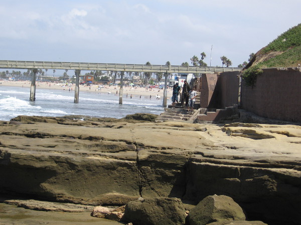 Looking back north we see the Ocean Beach Municipal Pier and beach.