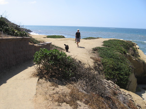 Here comes a guy and his dog.