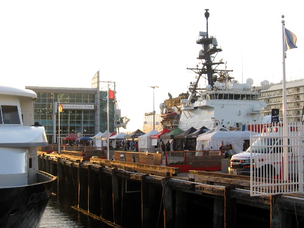 The illegal drug intercepting Coast Guard cutter Stratton is docked at the Broadway Pier next to the San Diego Festival of Beer.