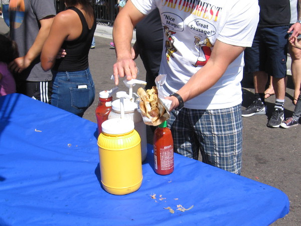 A huge container of mustard.