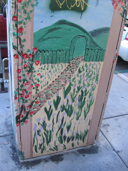 Art on a sidewalk shows an imagined path into a promising future.