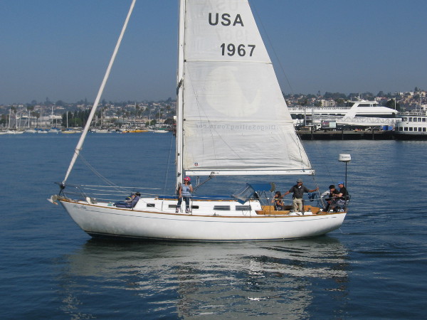 A sailboat out on San Diego Bay.