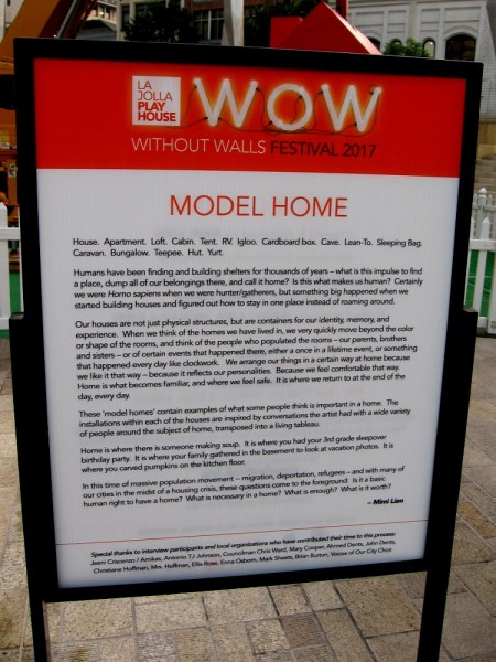 Model Home, in downtown San Diego's Horton Plaza Park, is part of the La Jolla Playhouse Without Walls WOW festival!