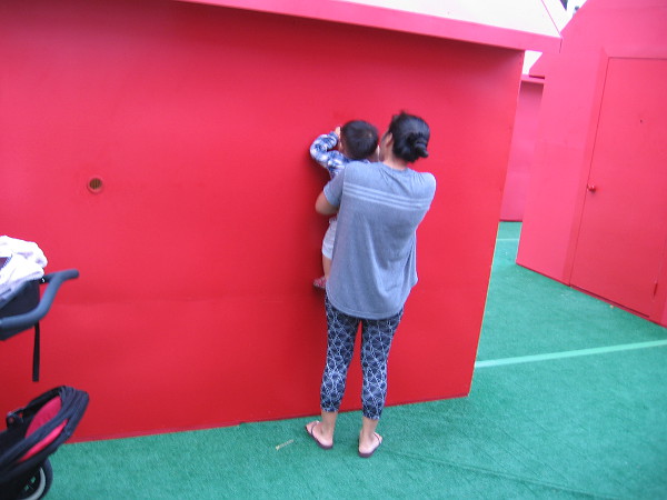 Peering through one of the spy holes...