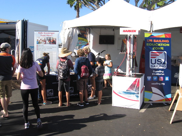 The Race Village features many vendors and organizations. US Sailing has a scavenger hunt for kids.