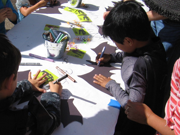 Making bats at the San Diego Natural History Museum table.