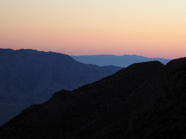 The sky turns red and yellow just before sunrise on Mount Laguna. Photo taken at the Storm Canyon Overlook on the Sunrise Highway.