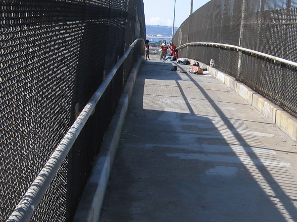 At first glance I thought some people were just hanging out above the freeway--but I was wrong! They were taking urban photographs with a model.