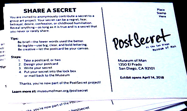 That address on the right is where you need to mail your postcard! Mail as many secrets as you'd like!