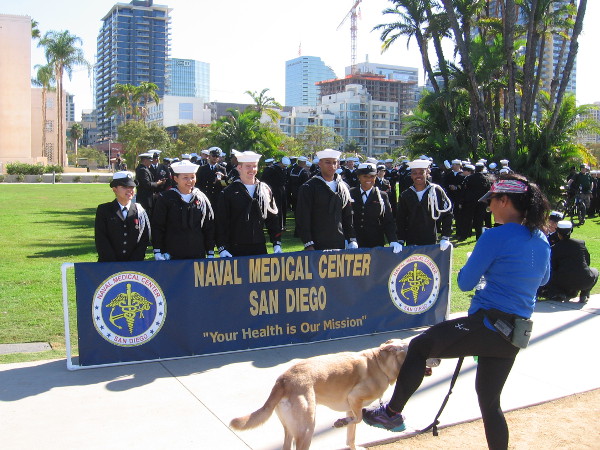 Before the parade, representatives of Naval Medical Center San Diego posed for pictures.