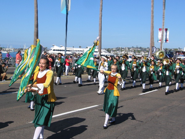Banners fly in the San Diego sunlight.