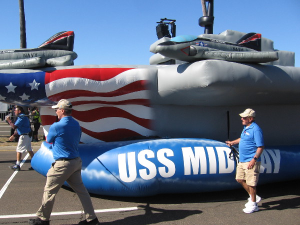 The kids standing near me loved seeing the big inflatable USS Midway aircraft carrier.