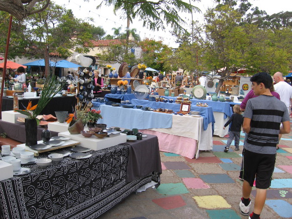 Today there was also a big San Diego Potters' Guild sale on Spanish Village's main patio. My eyes were overwhelmed with so much to see. The potential for beauty is infinite.