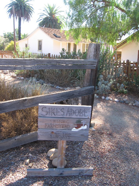 Approaching the Sikes Adobe. One can tour the inside on Sundays, from 10:30 am to 3:30 pm.