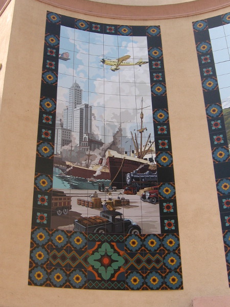 A depiction of California's commerce originally created for the 1935 California Pacific International Exposition.