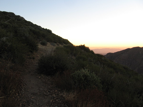The trail here is still in shadow.