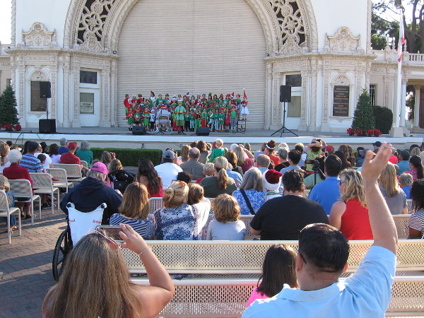 Lots of parents were in the large crowd waving.