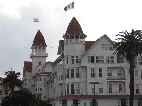 A zoom photo of the amazing Hotel del Coronado from a block or two up Orange Avenue.