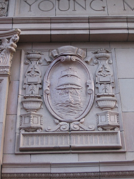 I believe this represents Cabrillo's ship San Salvador, which entered San Diego Bay in 1542.