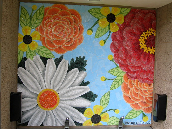 Mosaic of Flowers: Zinnia by Kirstin Green. City of Coronado Public Art Collection installed 2017.