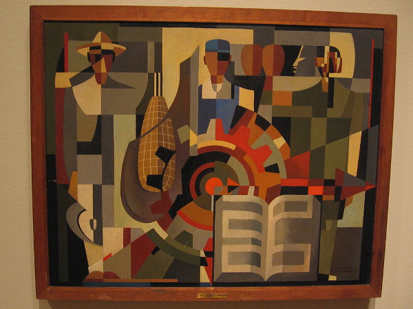 Peasant, Industrial, and Intellectual Work, oil on wood, 1956. Jorge Gonzalez Camarena, Mexican, 1908-1980.