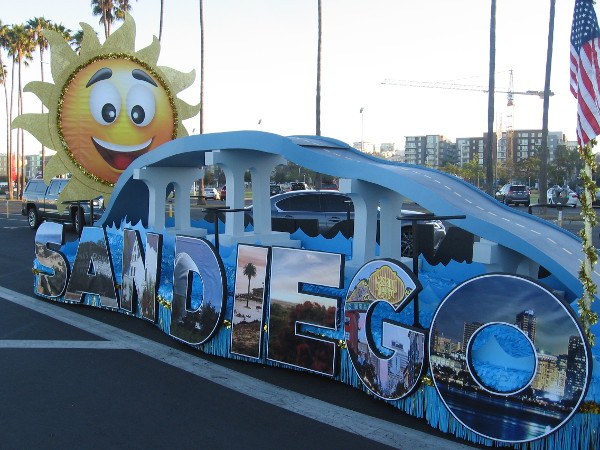 This sunny San Diego float stood empty early in the morning on Harbor Drive.