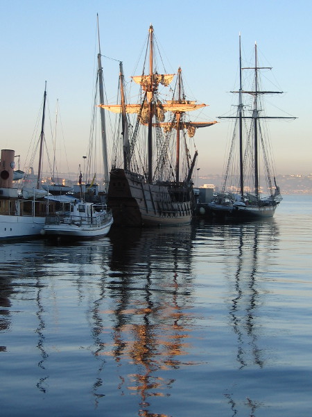 San Salvador in morning light, and its magical reflection in San Diego Bay.
