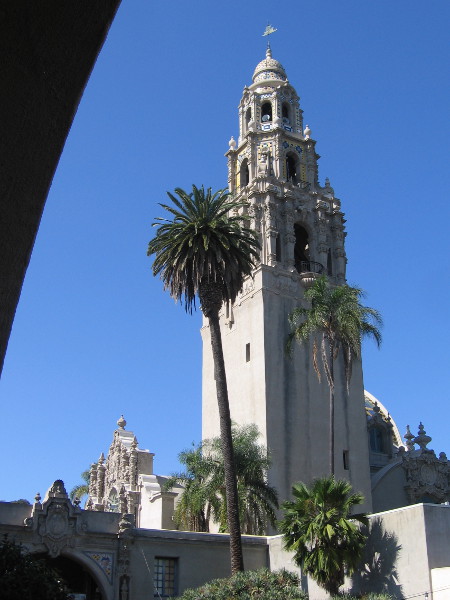 Photo of the iconic California Tower from a point east on El Prado.
