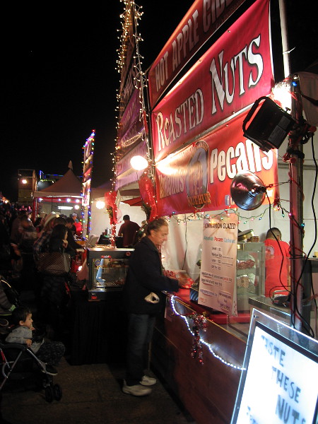 Roasted nuts are among the traditional holiday treats that visitors enjoy.