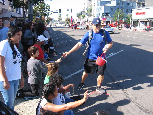 Lots of candy was being handed out to thrilled kids along the parade route.