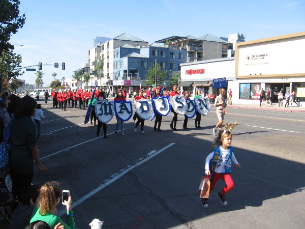 Here comes the Madison High School marching band!