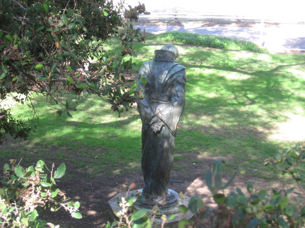 Photo taken behind The Padre on Presidio Hill. The 1908 bronze sculpture is by Arthur Putnam.