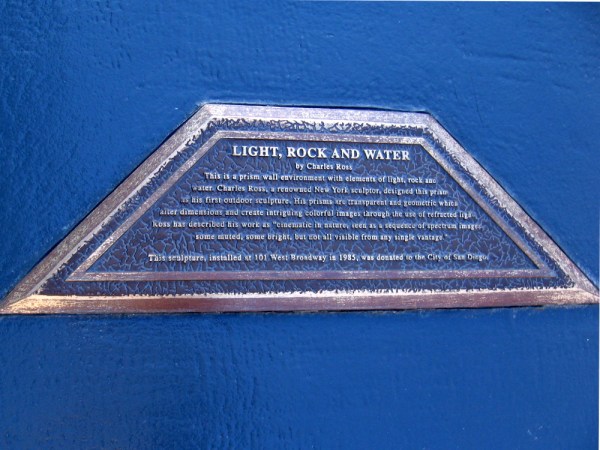 Light, Rock and Water, by Charles Ross, 1985. This is a prism wall environment with elements of light, rock and water. The renowned New York artist's first outdoor sculpture.