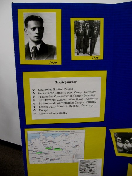 One presentation shows the tragic journey of one man who was sent to multiple concentration camps. He ran into a forest during a forced death march and escaped.