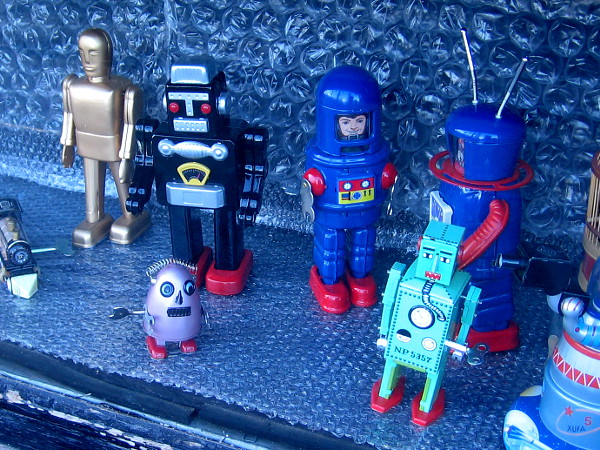 I see some fun, nostalgic robot toys!