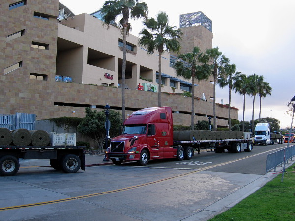 Numerous trucks were lined up all around Petco Park this morning. A promising new season is around the corner, and the outfield is getting a lot of fresh new turf!