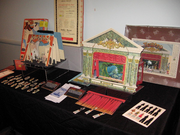 A variety of paper toy theaters and related items are on display at the festival.