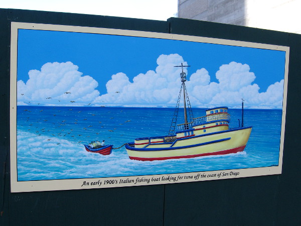 An early 1900's Italian fishing boat looking for tuna off the coast of San Diego.