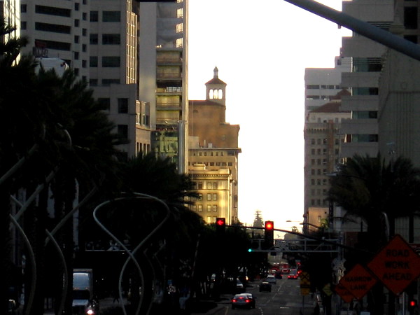 Gazing east down Broadway in San Diego very early one morning.