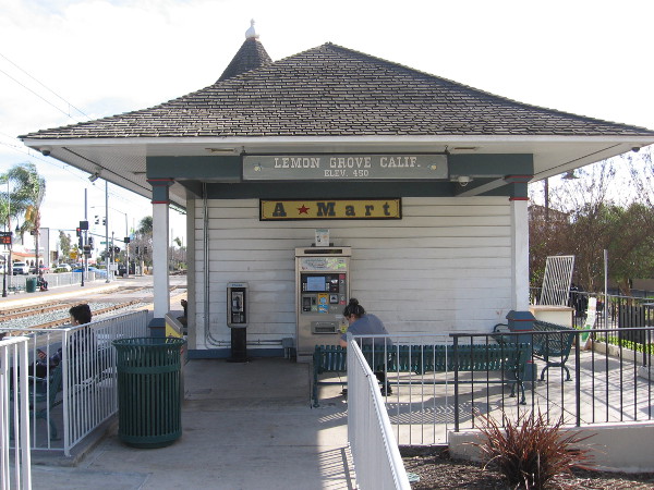 The Lemon Grove Trolley Depot is a 1986 replica of the original 1895 train depot, which stood near the Lemon Grove Store and a fruit-packing shed.