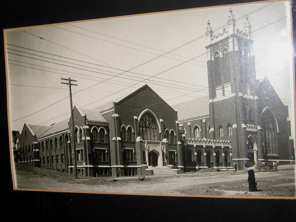 An historical photo near the church office shows the First Presbyterian Church of San Diego about a hundred years ago, in what was then considered the outskirts of town.
