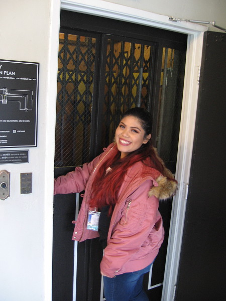 A volunteer for the OPEN HOUSE event took me up the historic elevator!